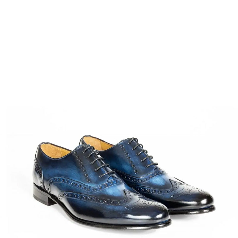 Wingtip Shiny Leather Oxford Tan Brown Shoe