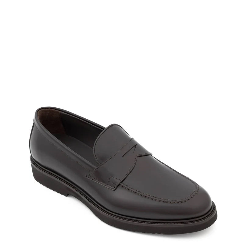 Embossed Casual Penny Leather Brown Loafer