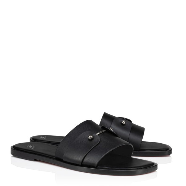 Men Slip On Leather Comfort Sandal - Black