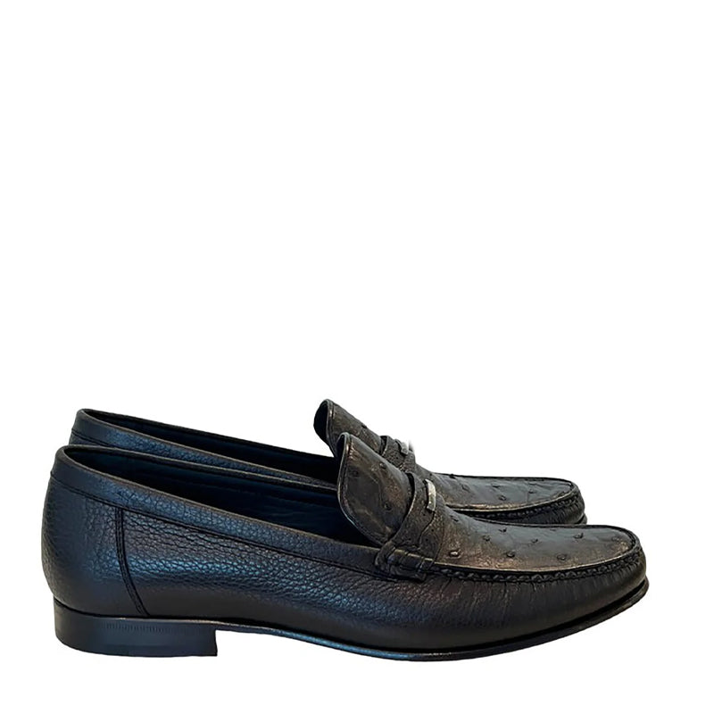 Exotic Ostrich Deer Skin Moccasins Loafers