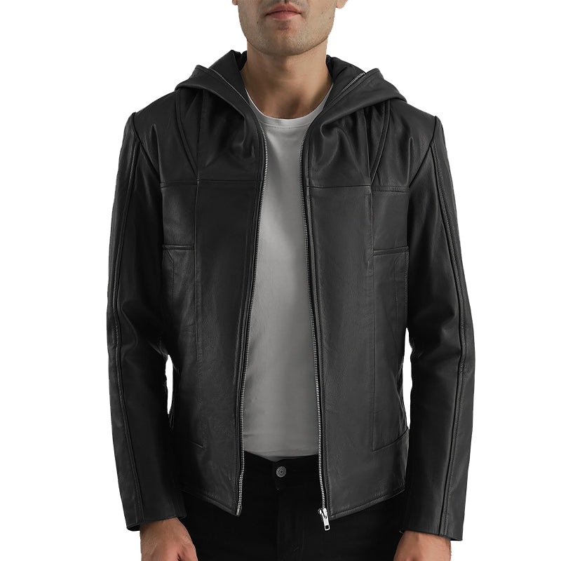 Spratt Hooded Leather Jacket For Men