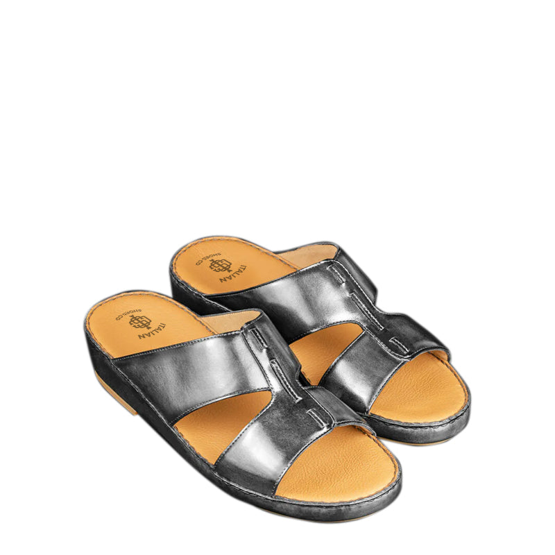 Luxury Slip On Solid Leather Arabic Sandal