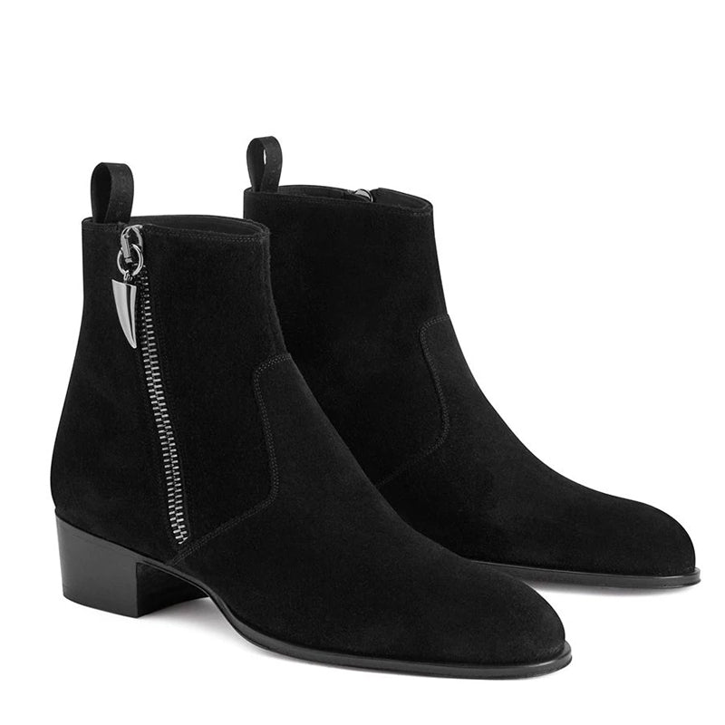 Black Suede Zip Classic Boot