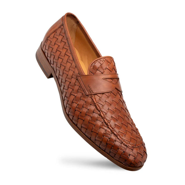Braided Leather Penny Loafers - Brown