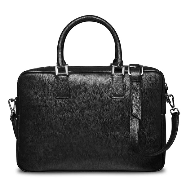 Men s Premium Leather Luxe Briefcase - Black