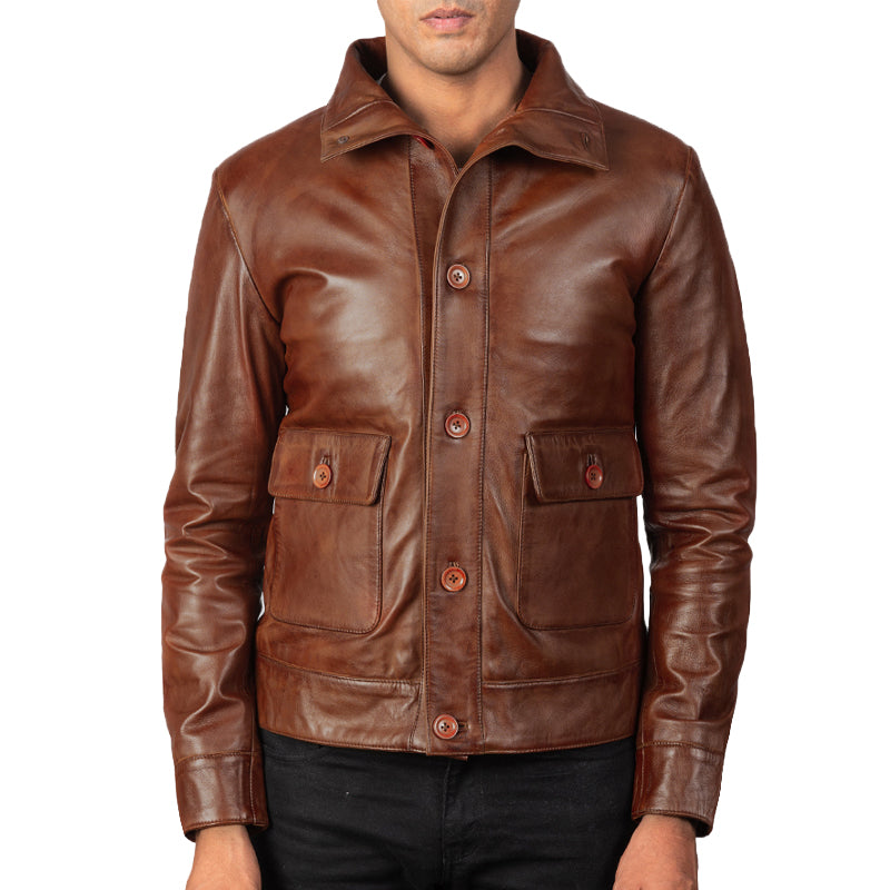 Columbus Leather Bomber Jacket For Men