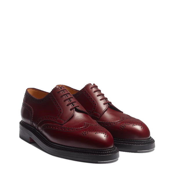 Triple Sole Derby Leather Shoes For Men - Burgundy
