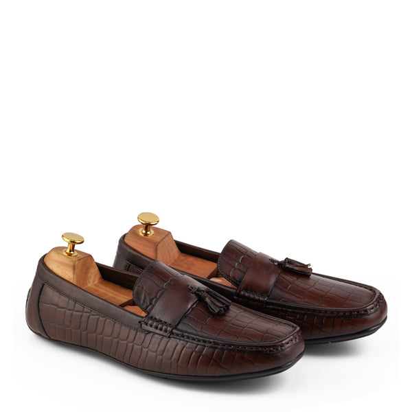 Premium Handmade Solid Leather Tassel Loafer - Brown