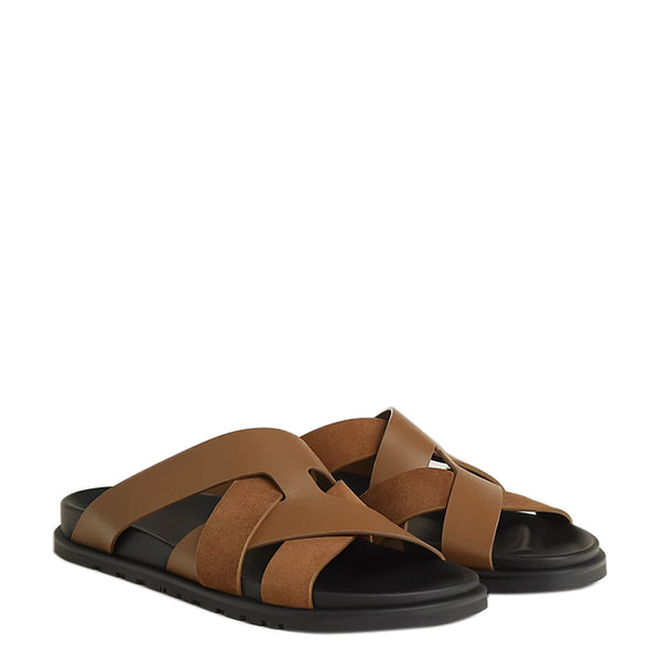Men Textured Leather Comfort Sandal