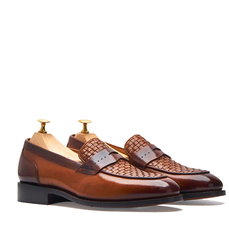 Leather Blue Stacked Loafers for Man