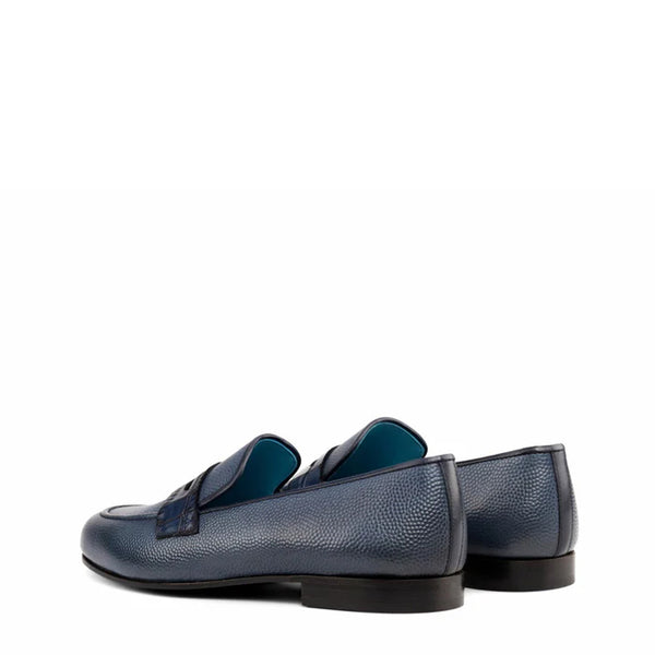 Men Textured Solid Leather Penny Loafer