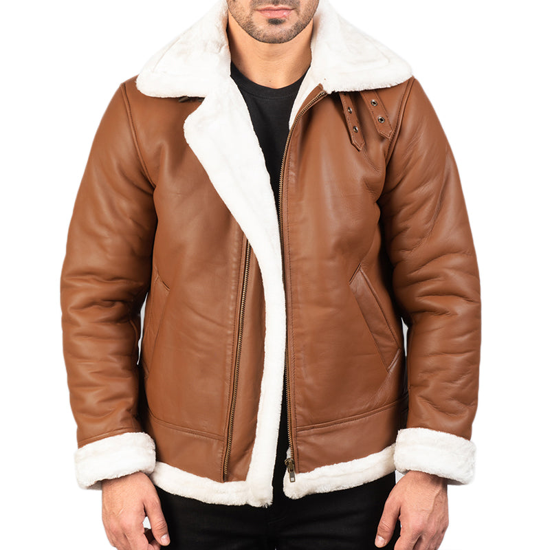 Francis B-3 Leather Bomber Jacket For Men