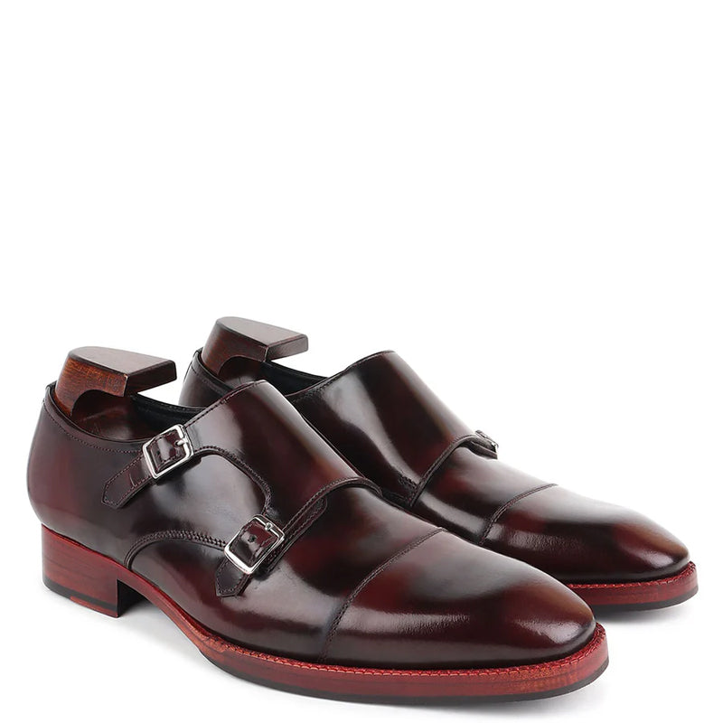 Classic Leather Formal Double Monk Straps Shoes