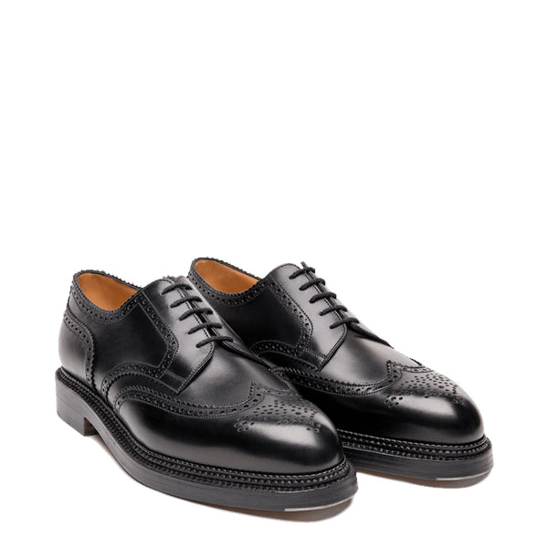 Triple Sole Derby Leather Shoes For Men - Black