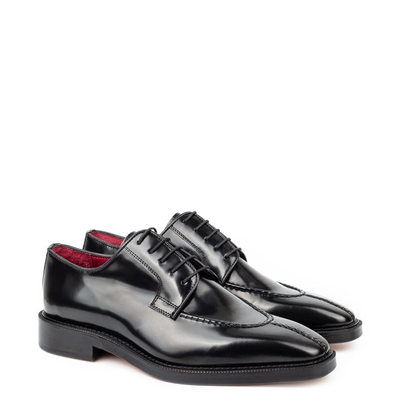 Handpainted Crust Leather Split Toe Derby Shoe Cherry