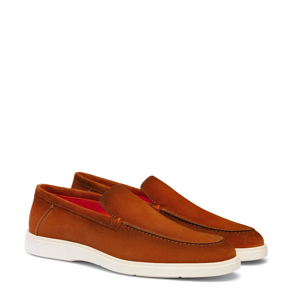 Men Slip On Suede Loafers - BROWN