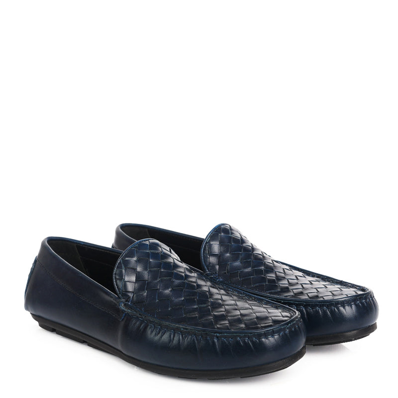 Premium Leather Weaved Textured  Driving Loafers