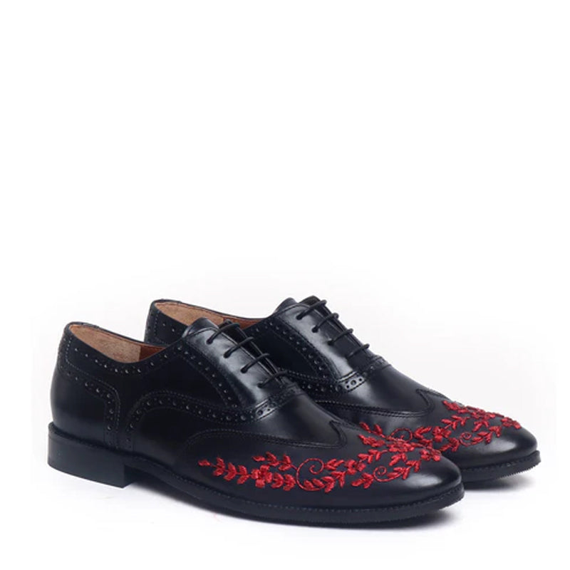 Leather Lace-Up Wingtip Shoes For Men