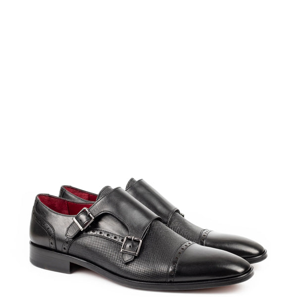 Men Handmade Leather Double Monk Straps Shoes