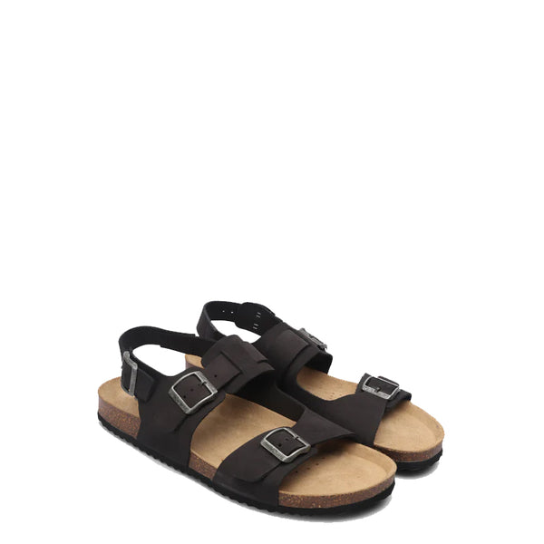 Back Strap Leather Comfort Sandal - Black