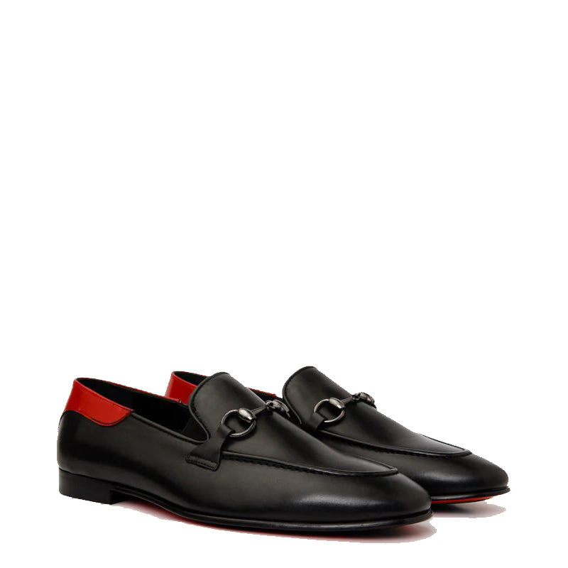 Black Leather Bit Loafer Men's Shoe