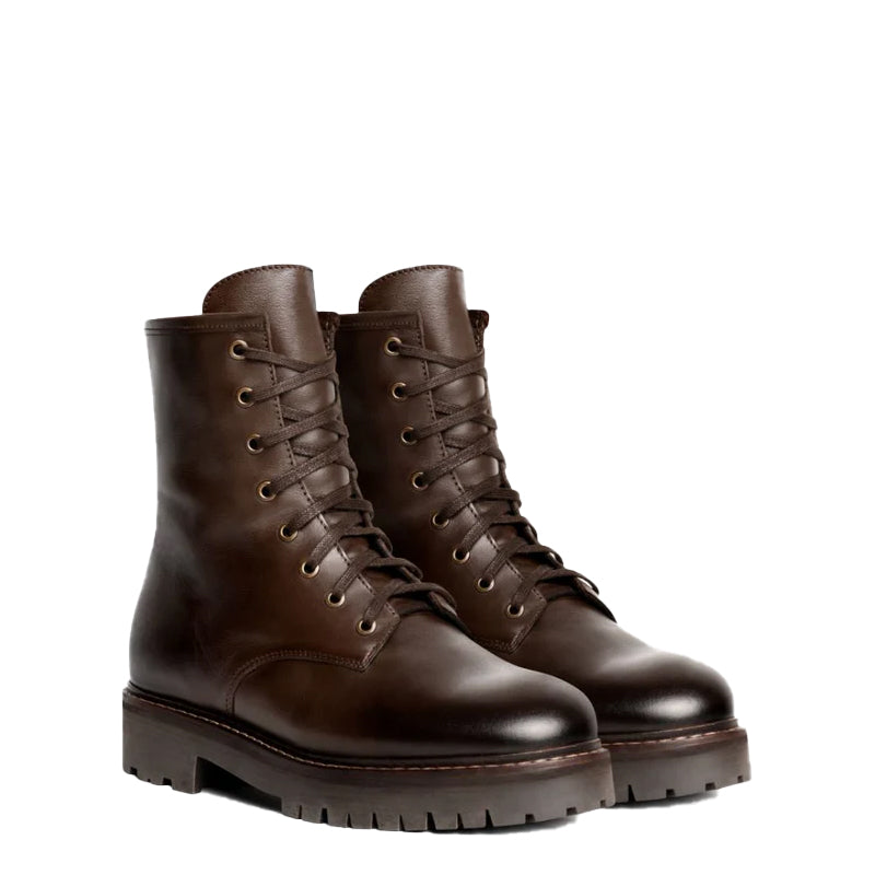 Men High-Top Leather Combat Boots