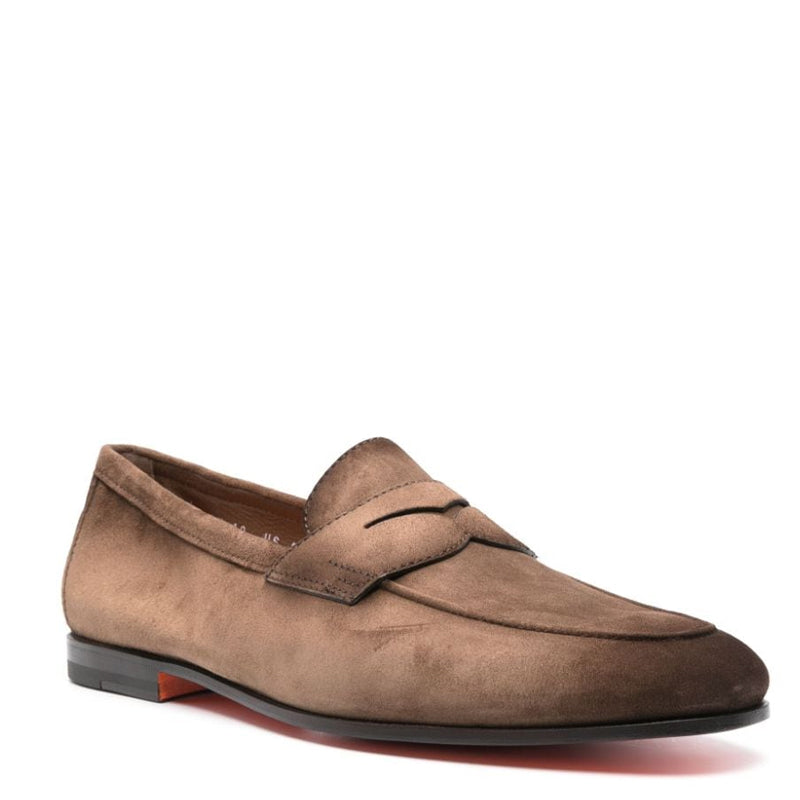 Light Brown Suede Penny Loafers