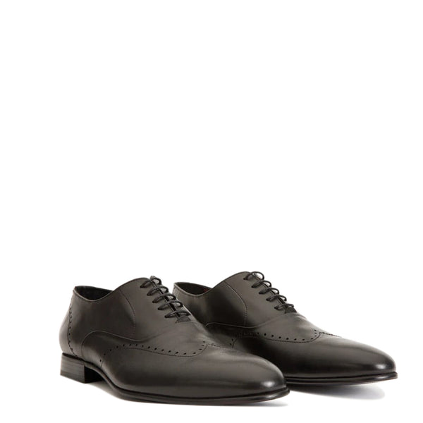 Leather Wingtip Men Shoe - Black