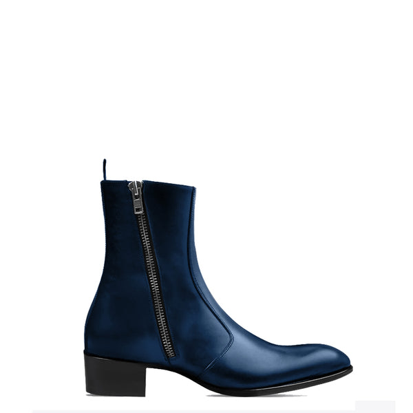 Side Zip Boot Leather - Blue