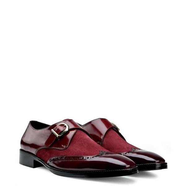 Suede Shiny Leather Monksrtaps Shoe