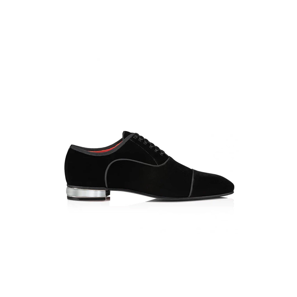 Luxury Black Suede Velvet Oxford Lace-up