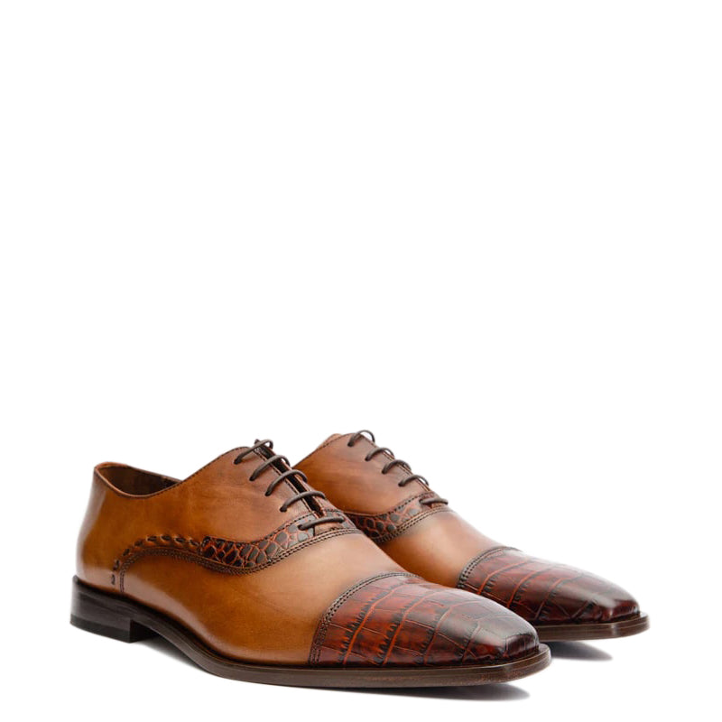 Black Single Brogue Cap Toe Men s Shoe