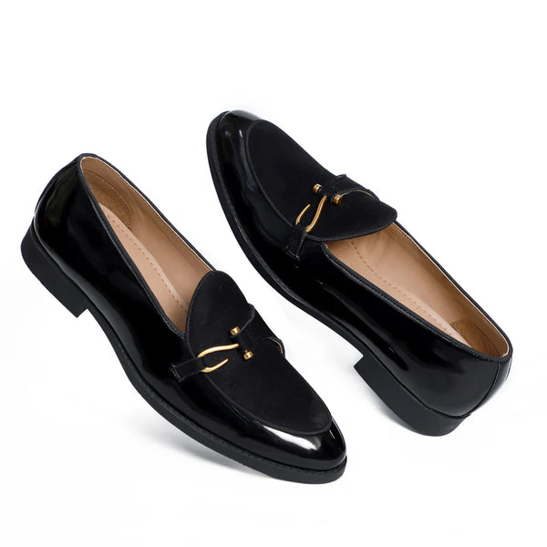 Patent Handmade Leather Loafer For Men - Black