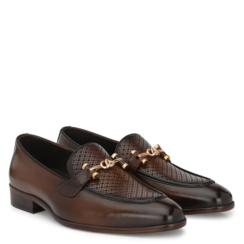 Men Textured Slip-On Leather Loafers