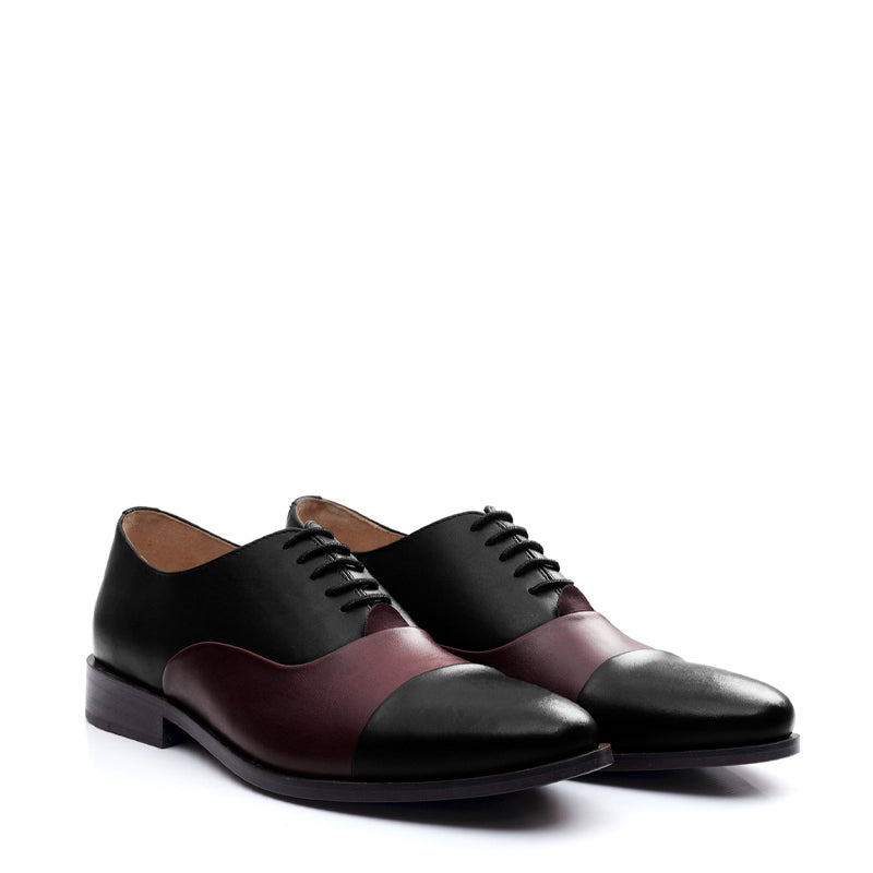 Premium Toe Cap Leather Oxford Shoe Brown and Tan For Men
