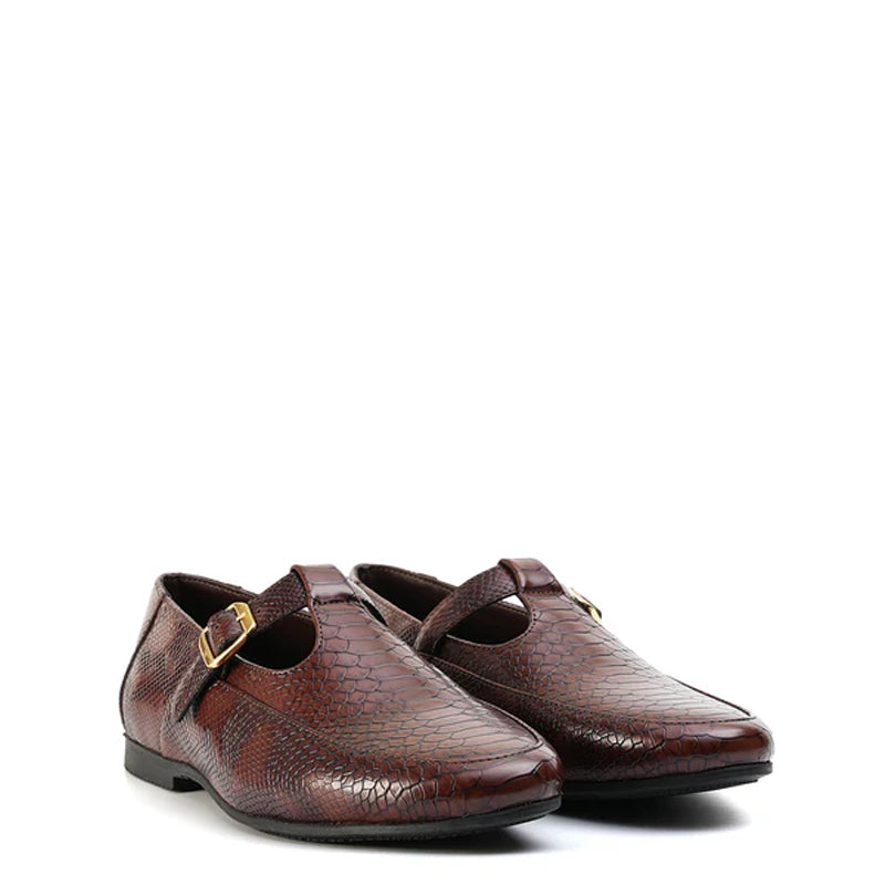 Men Slip ON Open Side Textured Leather Loafer