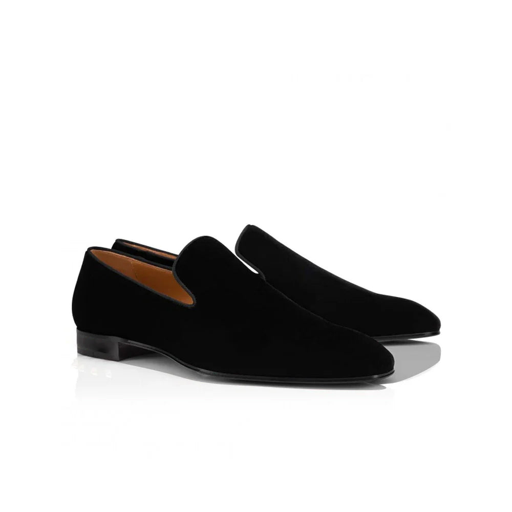 Italian Black Velvet Loafer Shoes