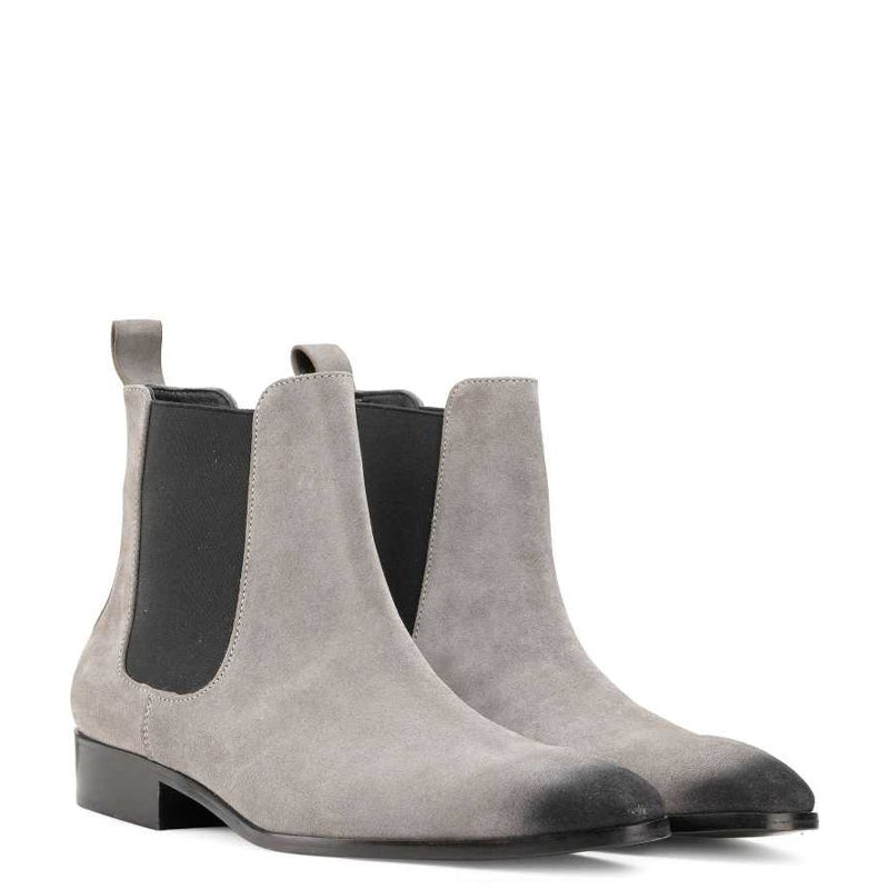 Luxury Classic Suede Italian Leather Chelsea Grey Boot