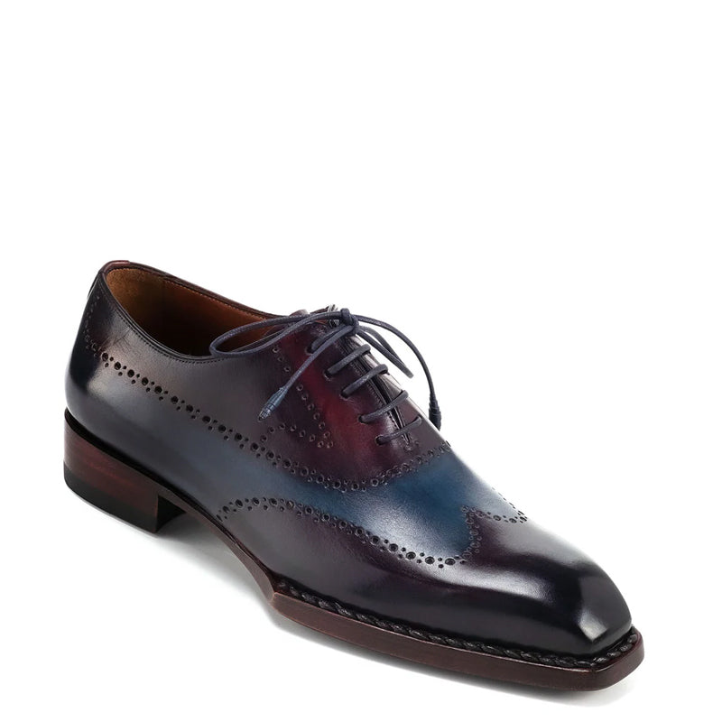 Men Solid Leather Wingtip Oxford Shoes