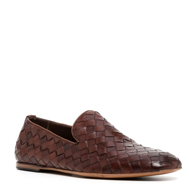 Tessuto Leather Loafers Brown