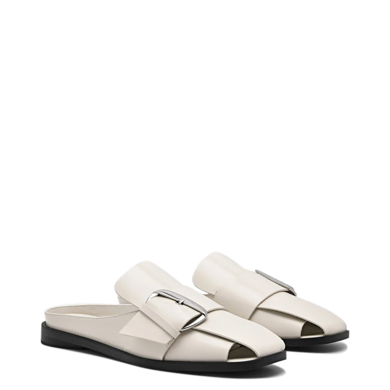 Calf Leather Buckle Mules