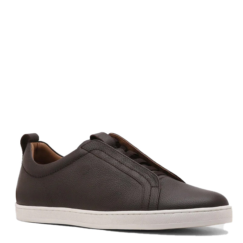 Men Textured Leather Slip On Sneakers