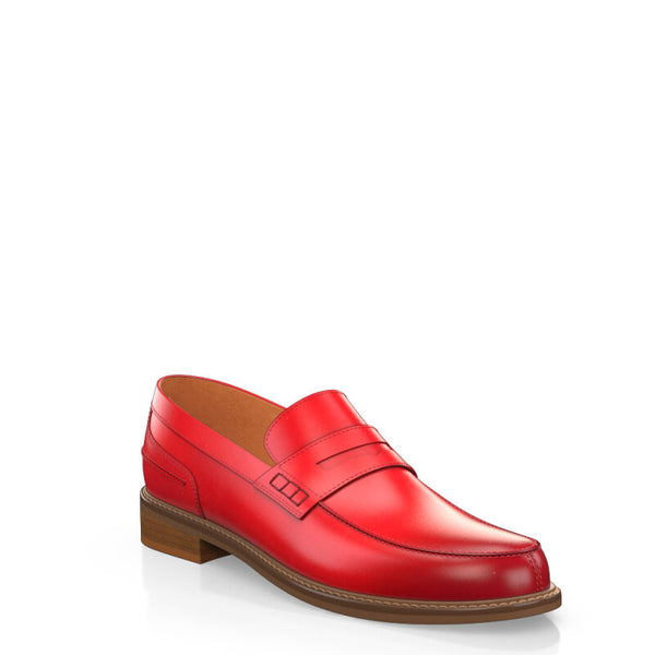 Prime Leather Slip On Loafers - Red