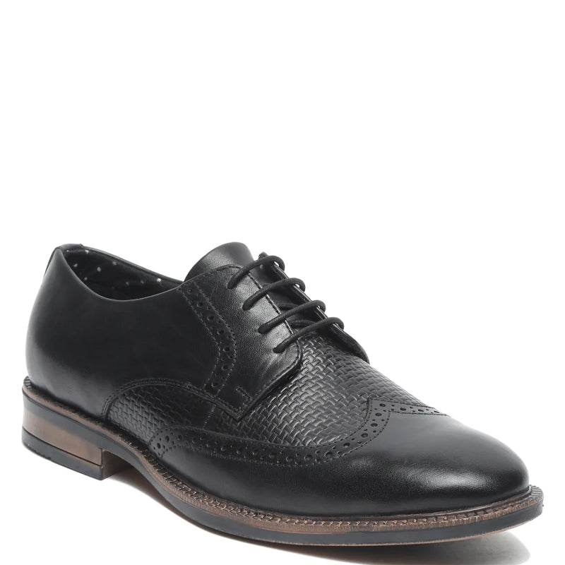 Men Solid Lace-Up Leather Derby Shoes