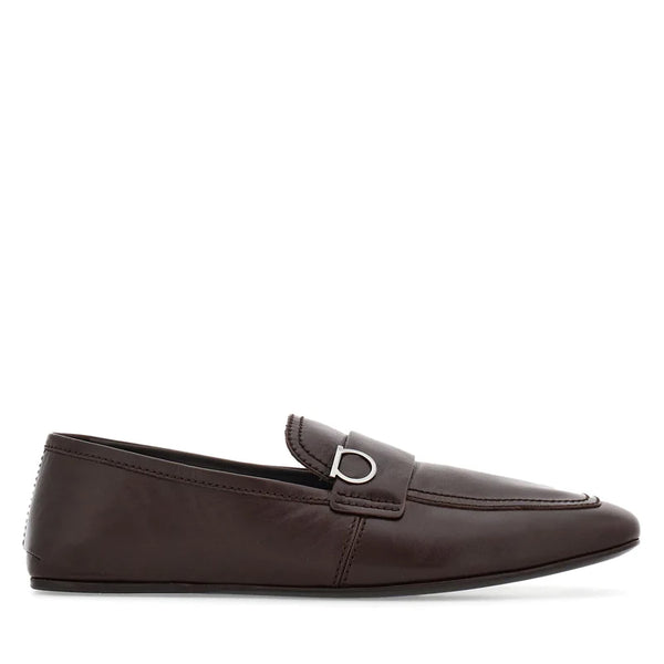 Plaque Leather Loafers - Dark Brown