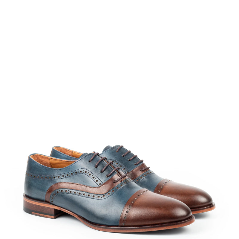 Classic Handpainted Cap-Toe Leather Oxford Shoes