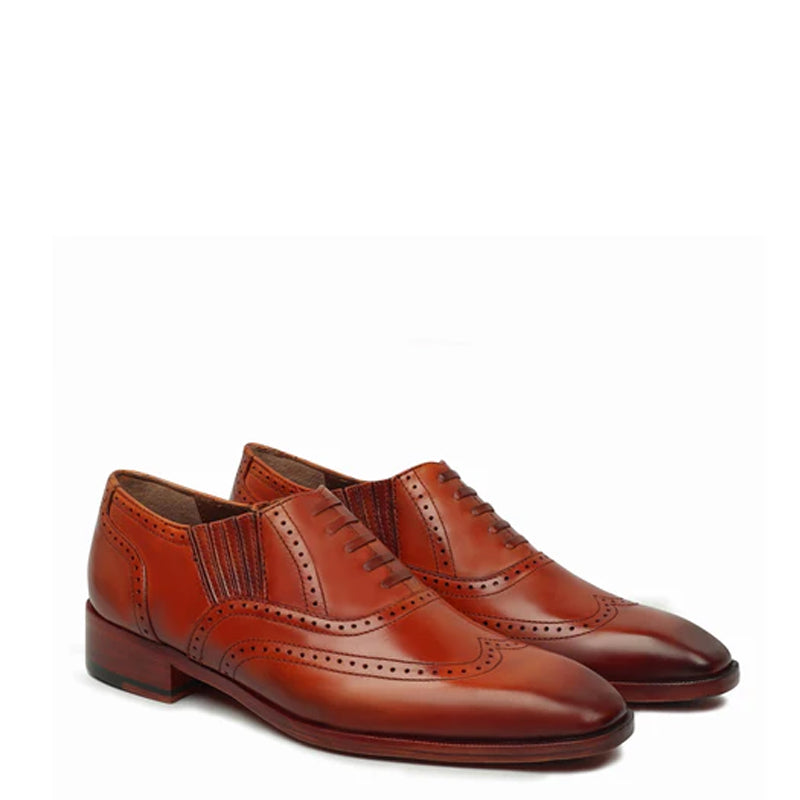 Leather Square Toe Lace Up Oxford Olive Shoe