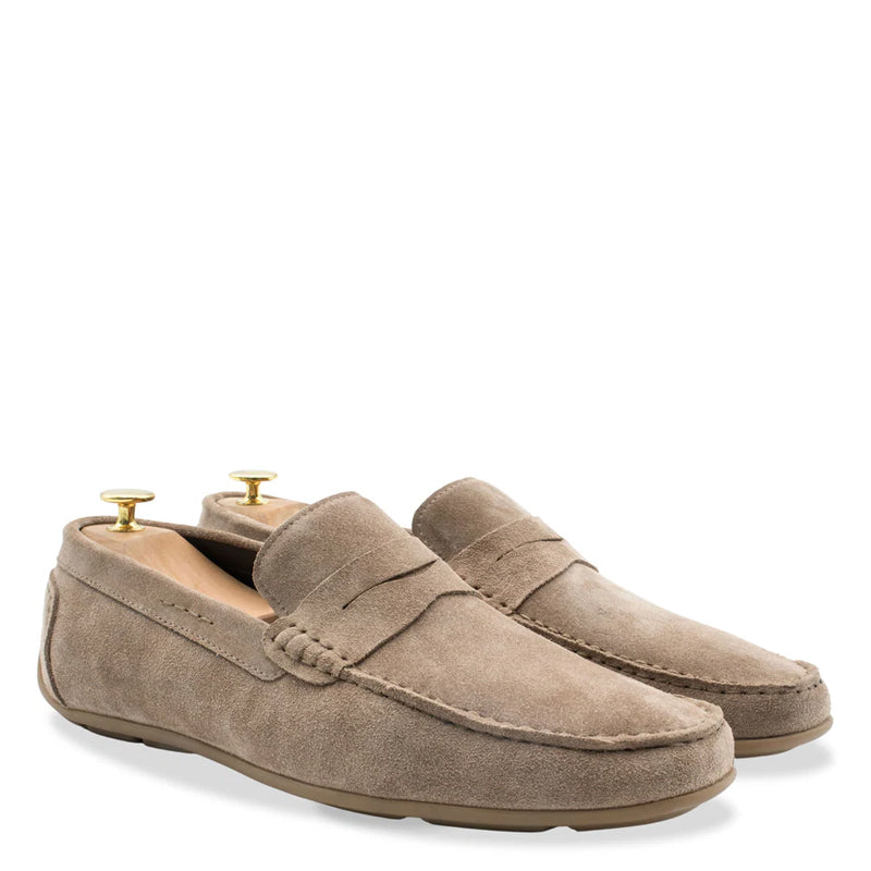 Gregores Navy Suede Penny Moccasins