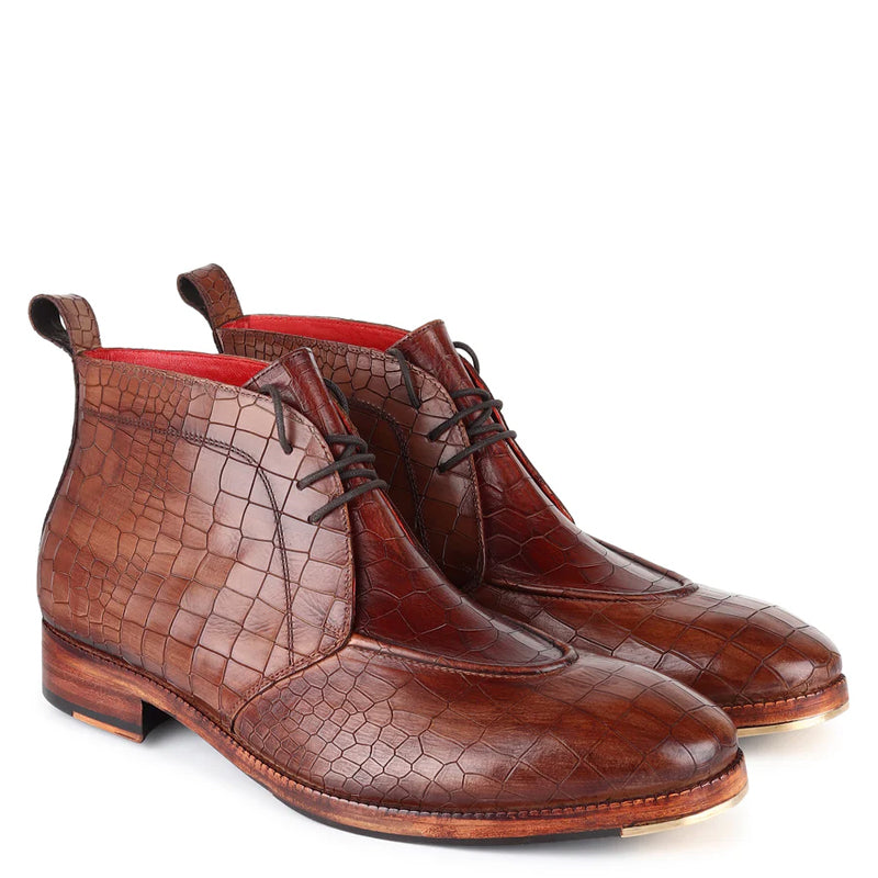 Patina Croco Leather Chukkas Boots