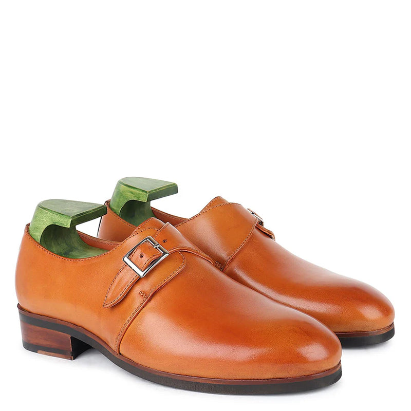 Handmade Leather Formal Single Monk Straps Shoes